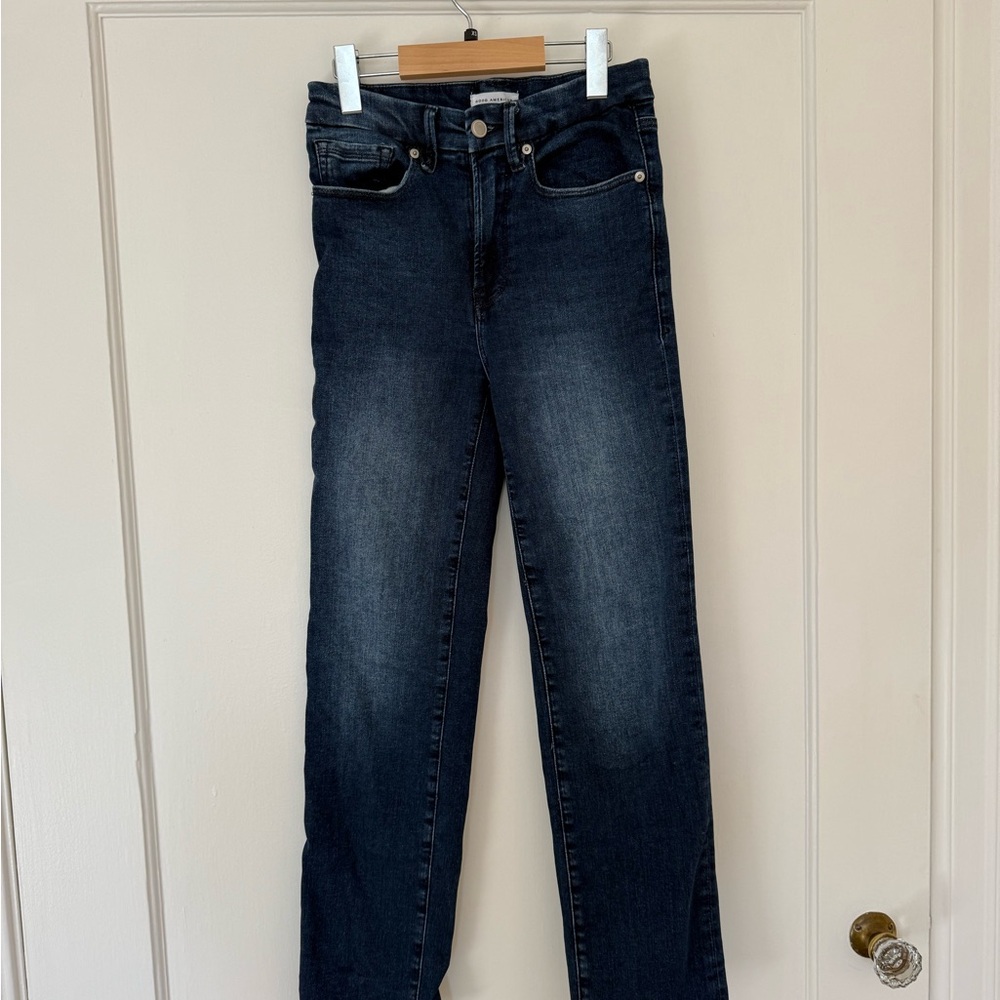 Good American Dark Blue Boot Cut Jeans - Picture 2 of 2